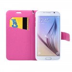 Wholesale Galaxy S6 Edge Crystal Flip Leather Wallet Case with Strap (Eiffel Tower Hot Pink)